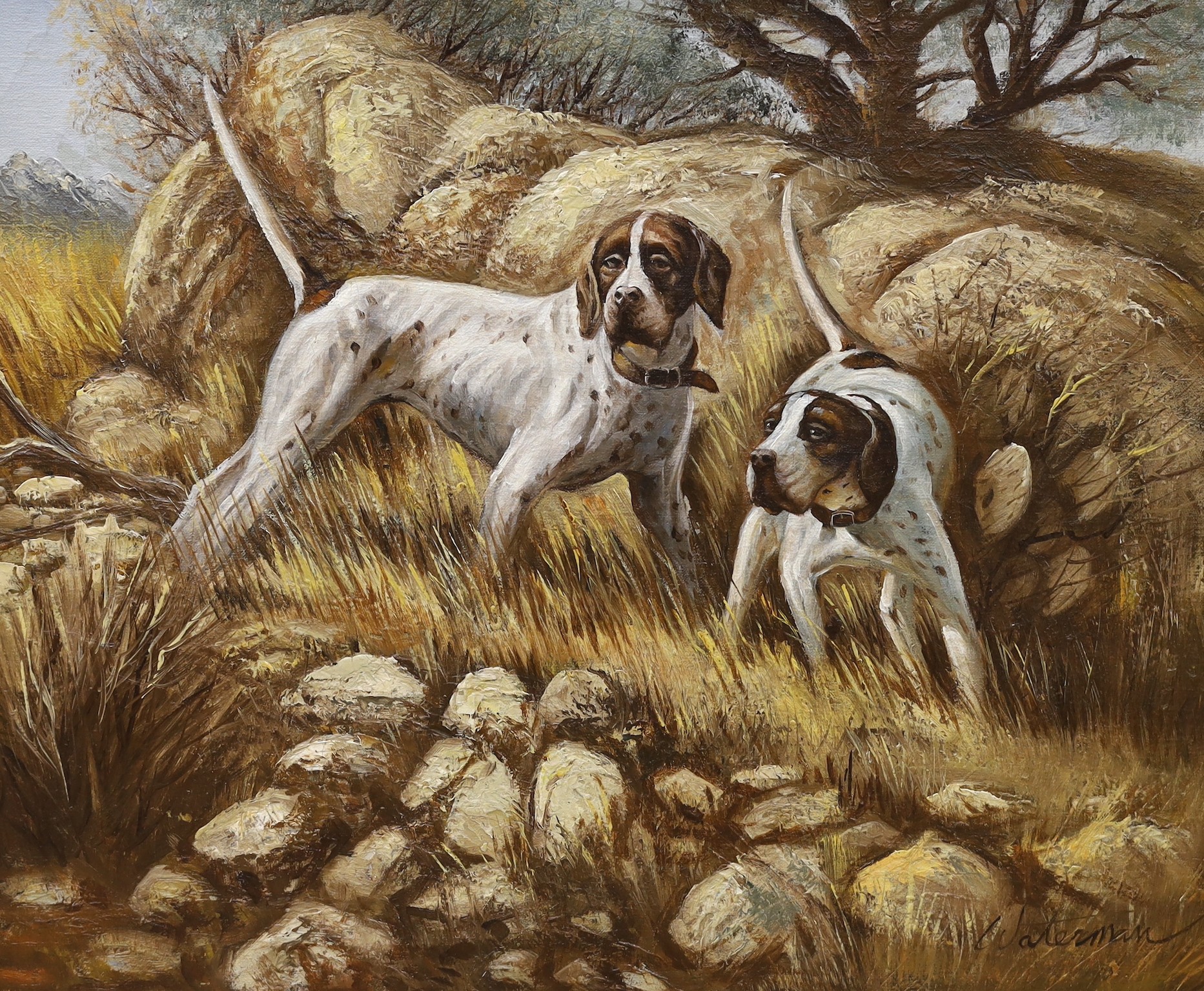 Waterman, oil on canvas, Study of two pointers, signed, 50 x 60cm